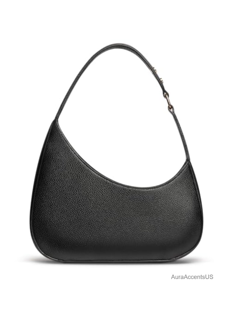 Pu Leather Crescent Shoulder Bag With Zipper, Mini Handbag